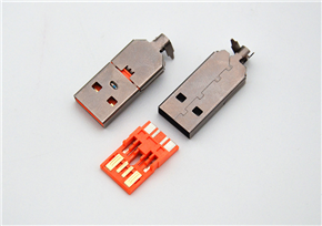 USB Type-A Male (USB AM) 2.0 two-piece connector with high current support
